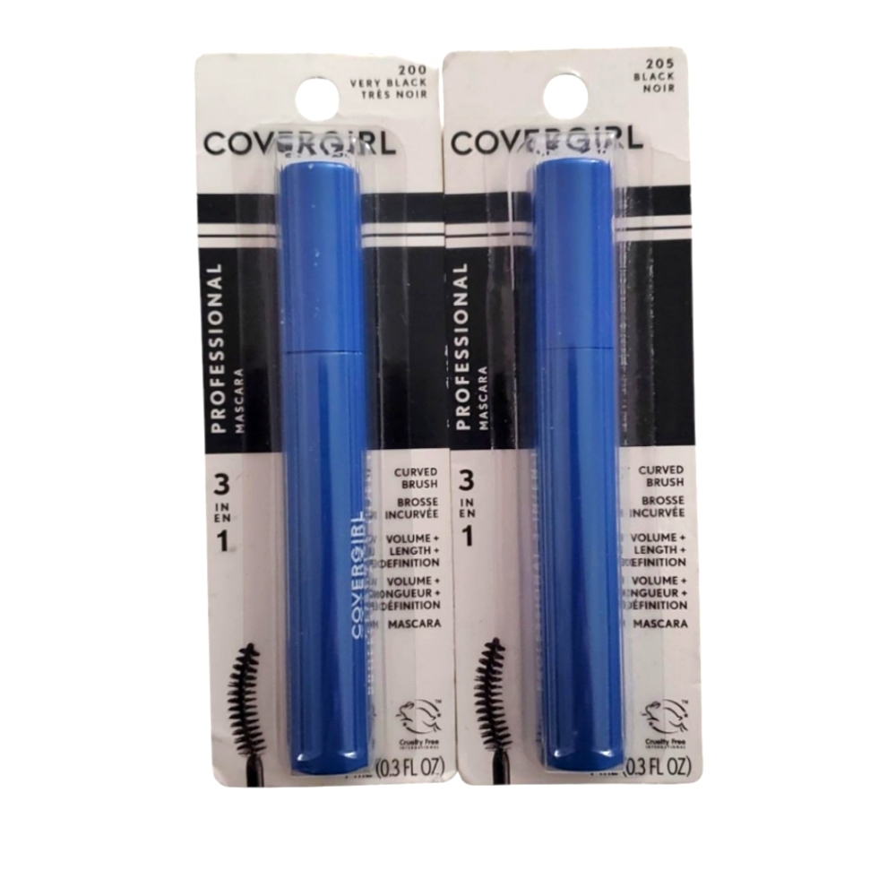 Covergirl Professional 3-in-1 Curved Brush Mascara, 200 black noir and 205 Black
